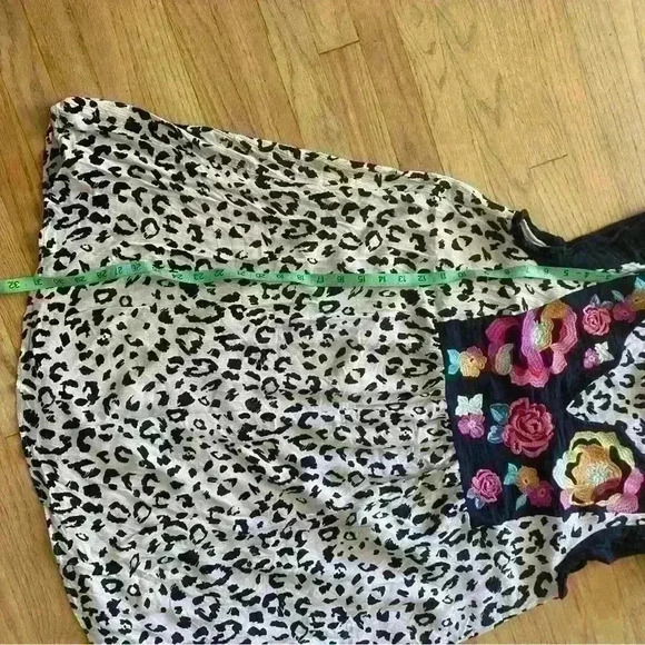 Savanna Jane Leopard Babydoll Dress A Line Swing Floral Boho 90s Medium - Picture 6 of 7